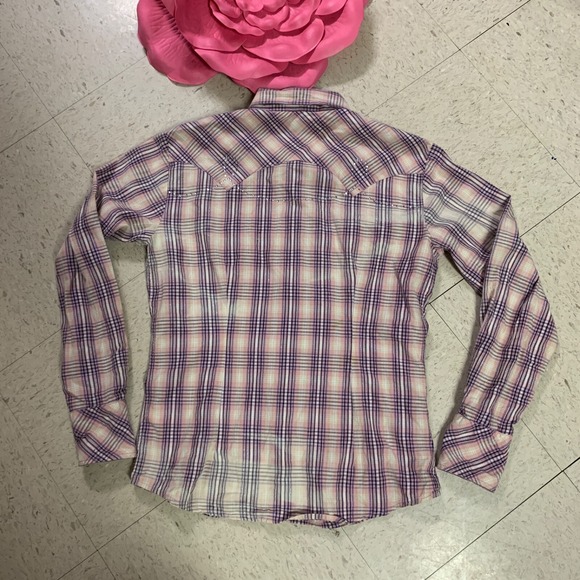 PANHANDLE SLIM‎ Shirt Womens Sz M Metallic Plaid Pearl Snap Rhinestone Western - Picture 10 of 12